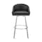 Armen Living Noran Swivel Counter Stool in Brushed Stainless Steel and Black Faux Leather 840254335752 - alternate 3